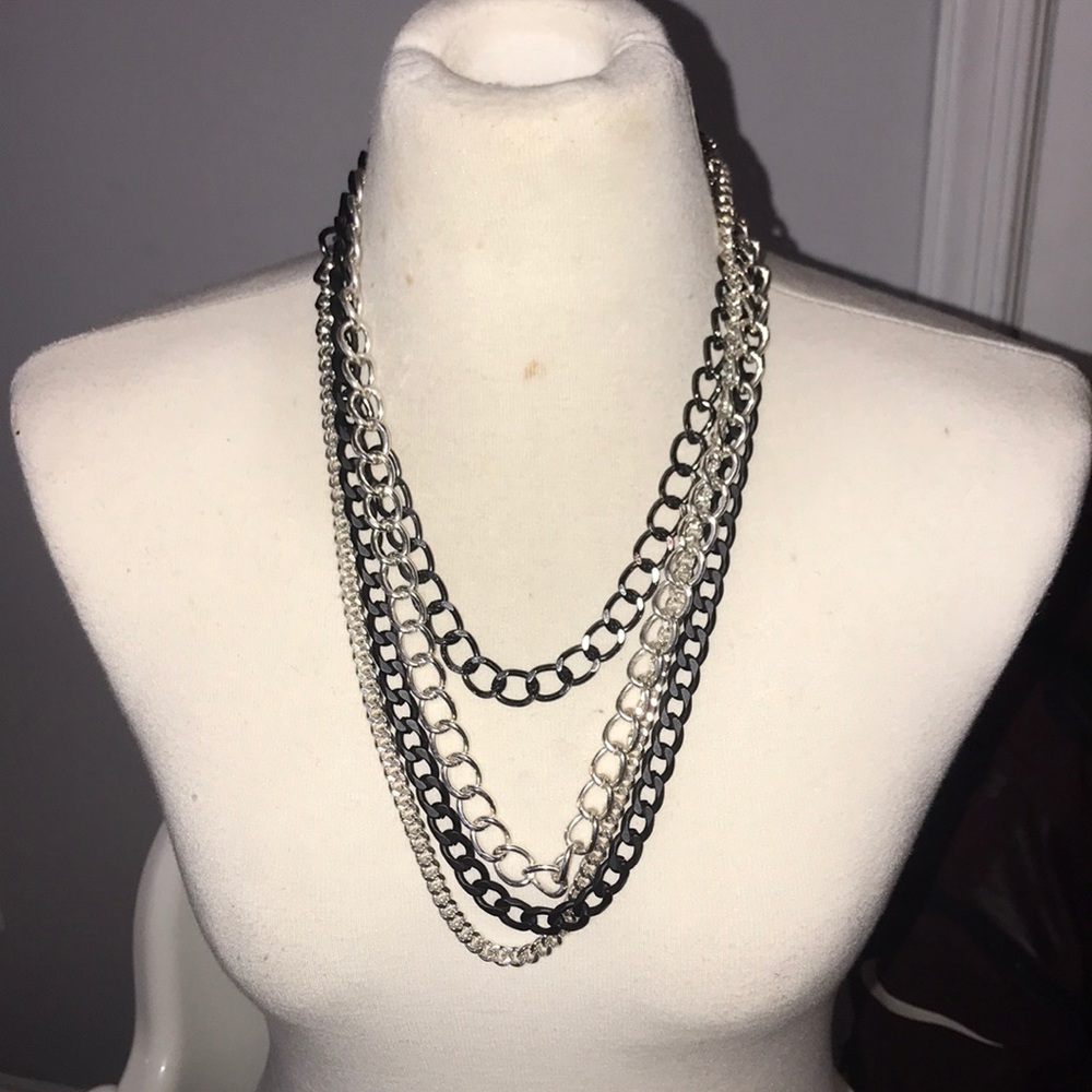 Express Multi Chain Mixed Metal Necklace
